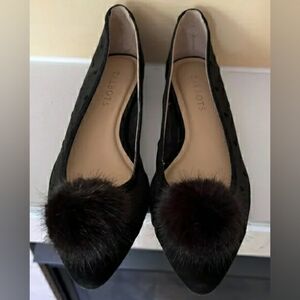 (EUC) Talbots Edison Faux-Fur Pom-Pom Mesh Flats (Size: 7.5 M)